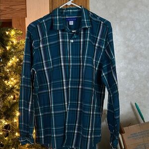 Sears Teal Plaid Button-Down Shirt
